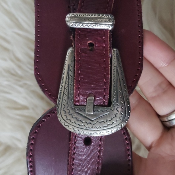 Kenzo vintage leather waist belt red wine colour size large made in france - Picture 3 of 8